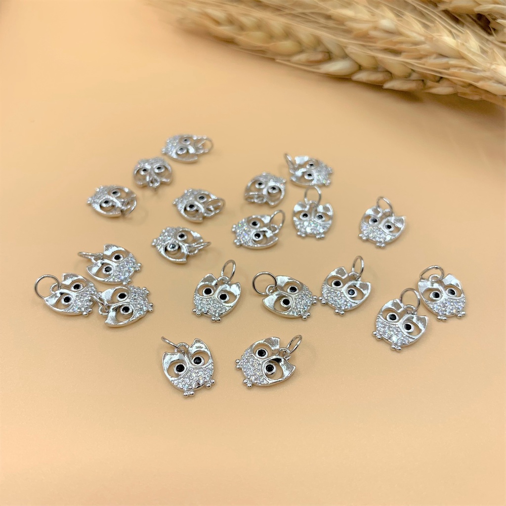 Charm treo hình cú đêm đính đá - Charm Bạc 925 - Mã CA625