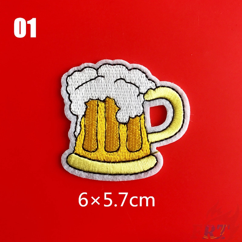 Bộ 1/3 miếng vá ủi/thêu trang trí quần áo hình cốc bia