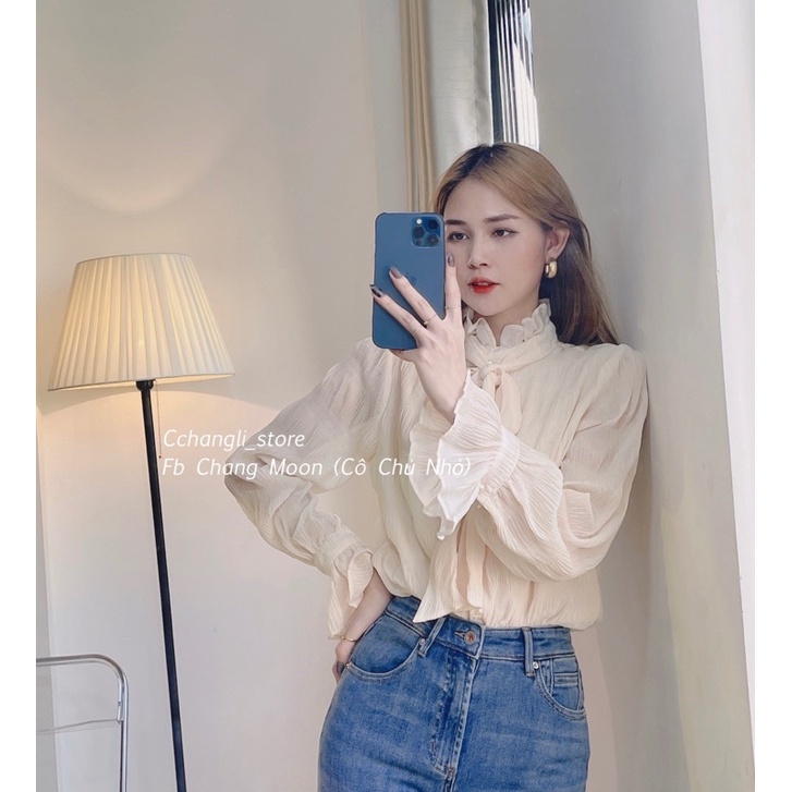 Áo sơ mi buộc nơ hàng quảng châu( ảnh thật shop chụp) | BigBuy360 - bigbuy360.vn