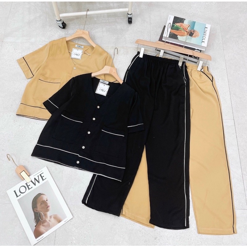 (Hình thật) Set Đồ bộ Pijama - Bộ đồ mặc nhà chất mango thiết kế siêu sang tay ngắn quần dài