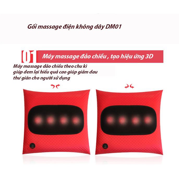 Gối massage không dây sạc pin dùng trên ô tô SS-8618