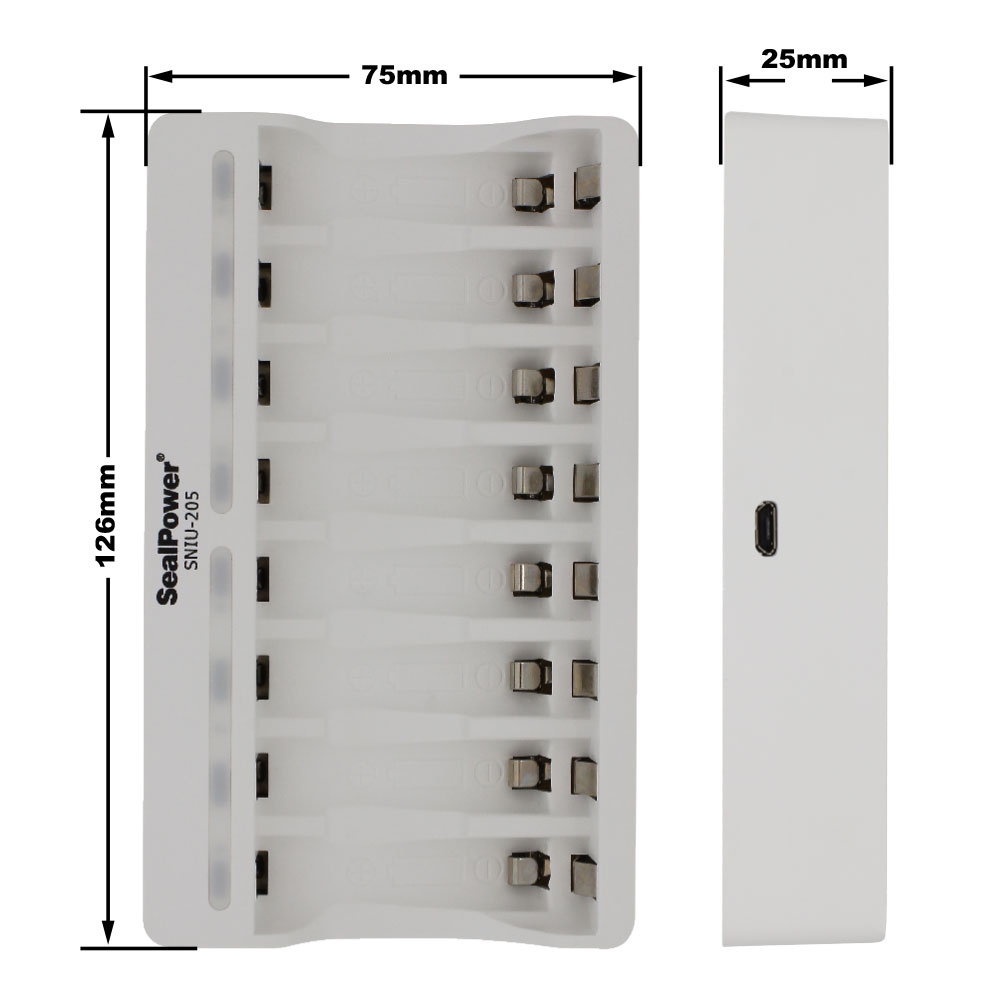 Máy sạc SealPower SNIU-205 kèm pin sạc AA 2400mAh / AAA 1000mAh,2A/3A , sạc 8 kênh đa năng có đèn báo(chính hãn