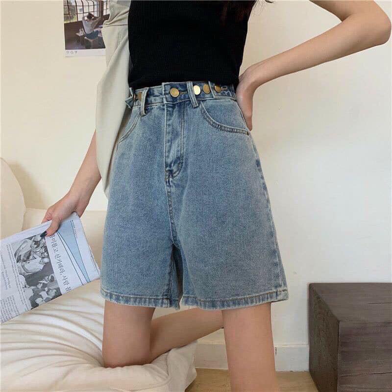 Quần Short Jean Bò Nữ Dáng Ngố Lửng Ống Rộng Chất Jean Trơn Mền Dày Xịn Quần Đùi Bò 5 Khuy Cạp Cao [Video + Ảnh Thật] | BigBuy360 - bigbuy360.vn