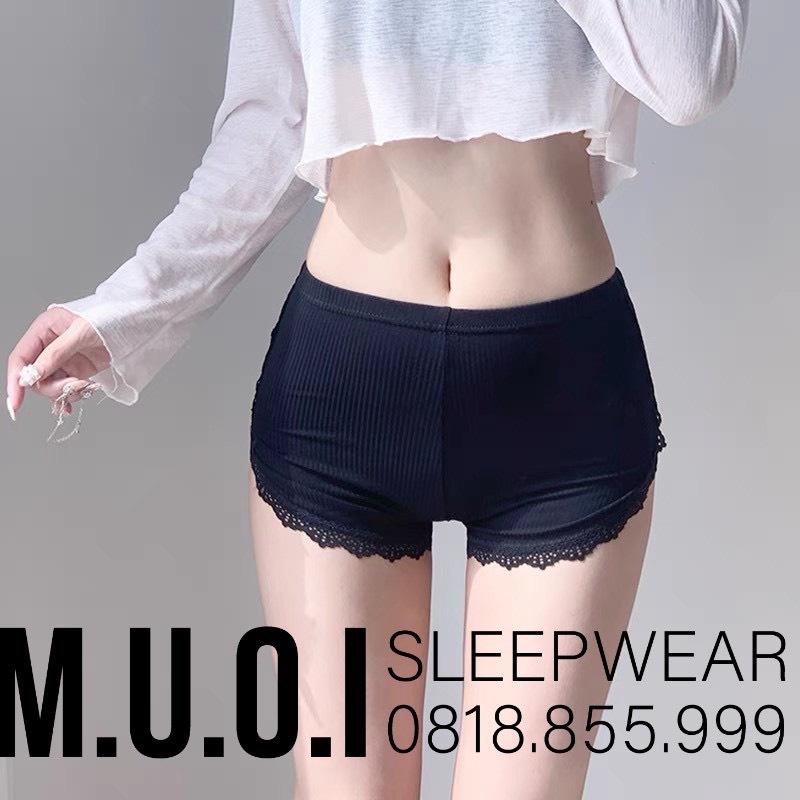 Quần bảo hộ mặc váy gân tăm viền ren điệu đà