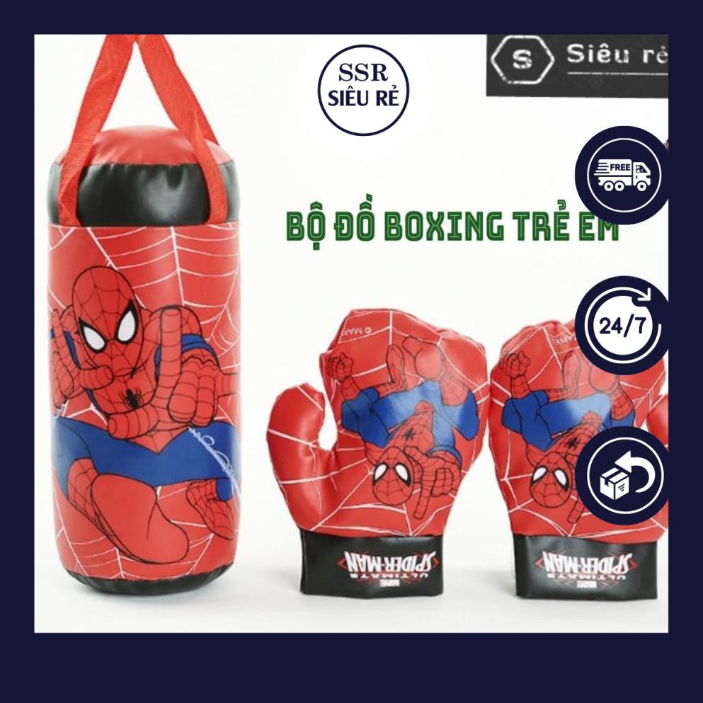 Bộ boxing đấm bốc trẻ em FREESHIP Găng Tay Và Bao Bố dụng cụ đấm bốc quyền anh người nhện (PD89115)