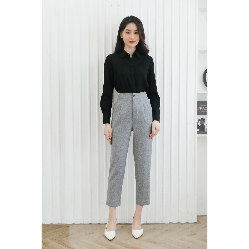 Quần baggy nữ vải ly bụng công sở Tiin Store chất liệu tuyết mưa cao cấp không nhăn nhàu - Q0D025