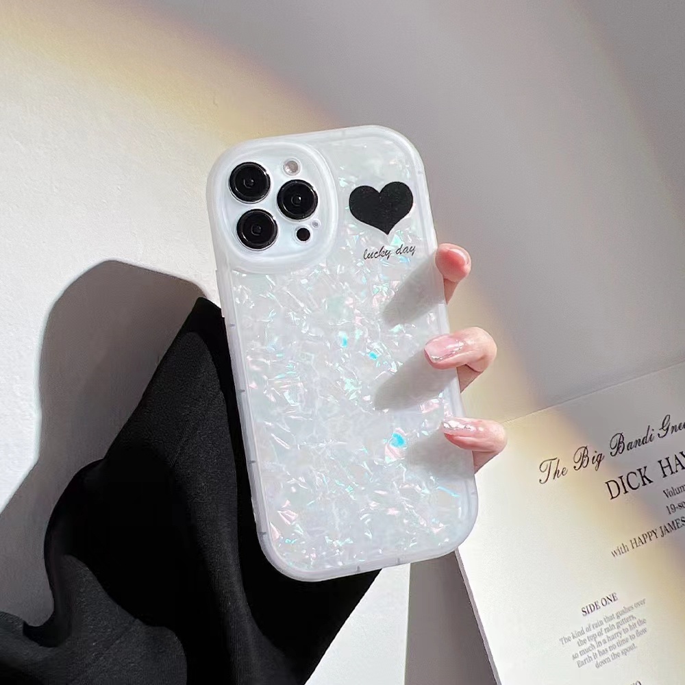 Ốp Điện Thoại TPU Mềm Họa Tiết Vỏ Sò Và Trái Tim Lấp Lánh Cho iPhone 13 13pro 13prm 11 7Plus 8Plus Xr XS 13 12 Pro Max