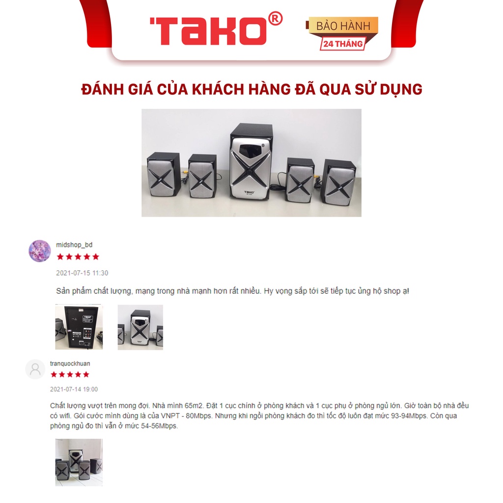 Loa vi tính 4.1 TAKO W-7500 siêu trầm, có điều khiển từ xa. Chính hãng Tako, BH 14 tháng