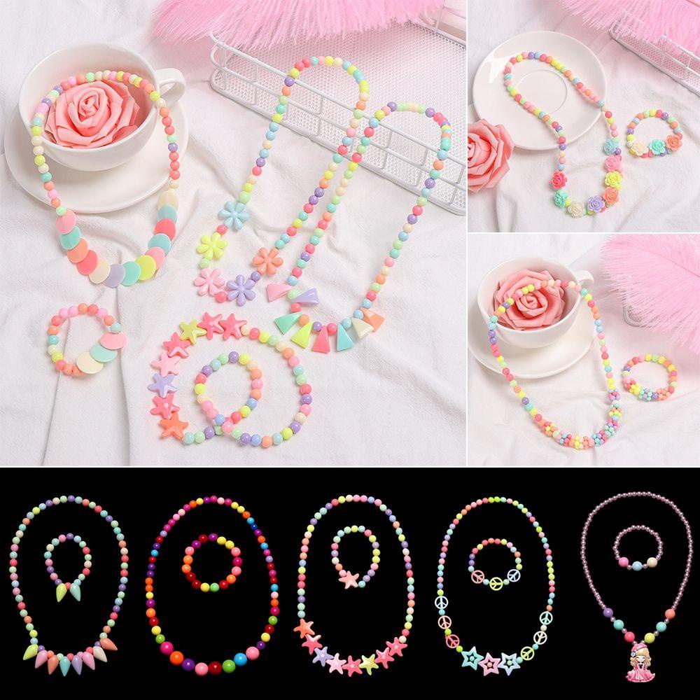 LAYOR1 1 Bộ Hạt Nhựa Hình Bướm / Bông Hoa / Ngôi Sao Làm Trang Sức Thủ Công DIY Cho Bé Gái