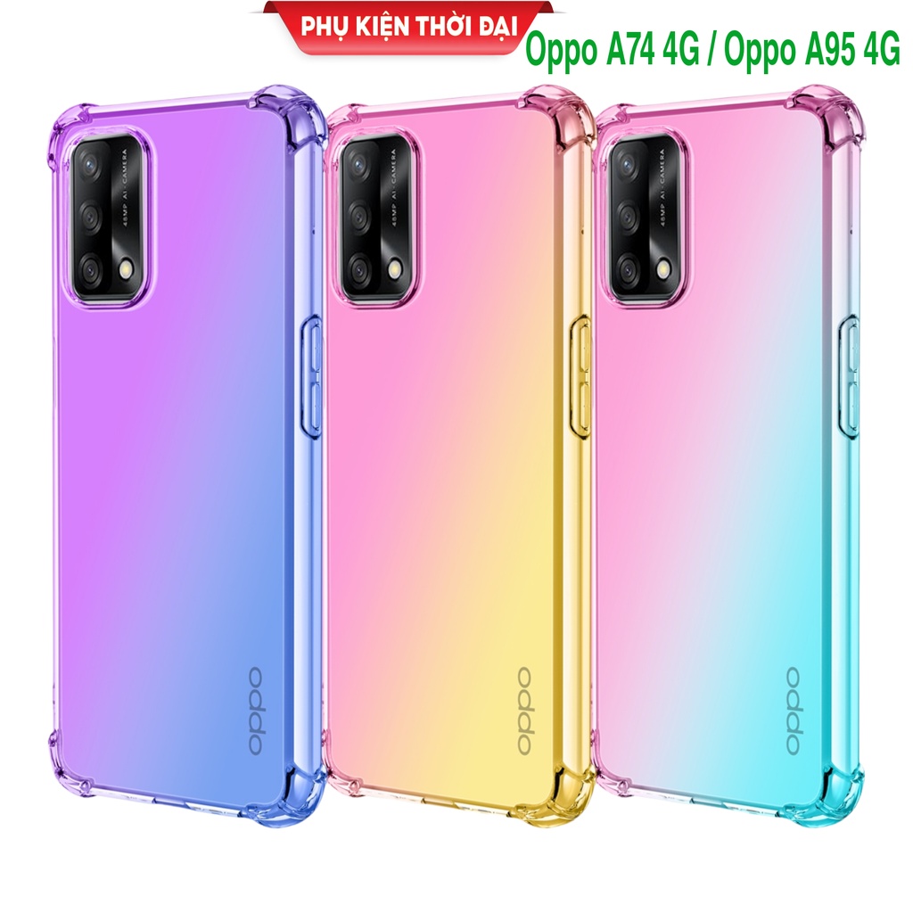 Ốp lưng Oppo A74 4G / Oppo A95 4G / Oppo A76 dẻo đa sắc lồi 4 góc thời trang cao cấp chống sốc