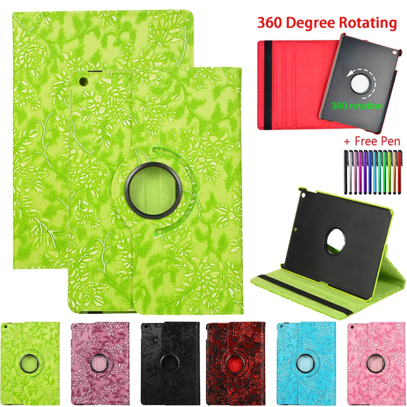 Ốp máy tính bảng da nắp gập kèm đế đỡ xoay 360 độ cho Ipad 9.7 2017/2018 5th/6th