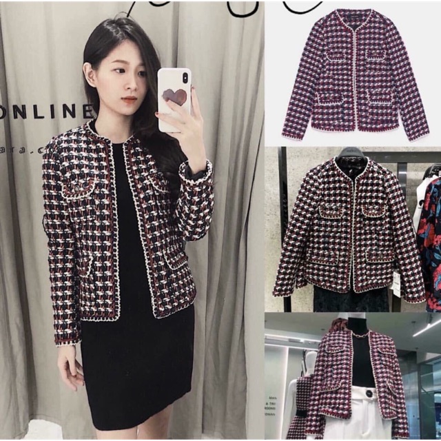 Khoác Tweed zara szXS