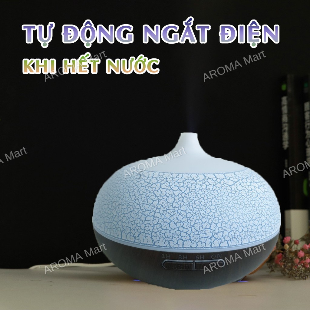 Máy Xông Tinh Dầu Bí Ngô Vân Rạn 550ml tích hợp remote điều khiển