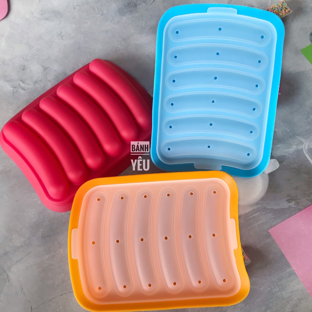 Khuôn Silicon Chịu Nhiệt Làm Xúc Xích/ Lạp Xưởng Có Nắp - KH218
