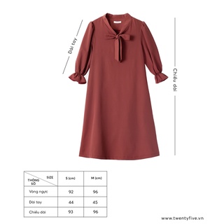 Đầm nữ công sở dáng suông midi thắt nơ eo Twentyfive N279