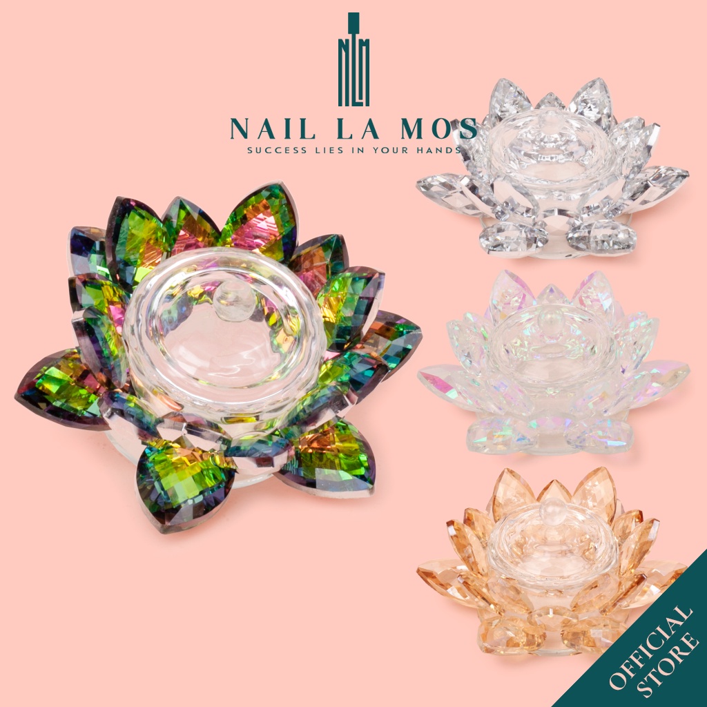 Hũ bông sen đựng lưu huỳnh và bột đắp móng có nắp tiện lợi, nhiều màu lấp lánh sang chảnh