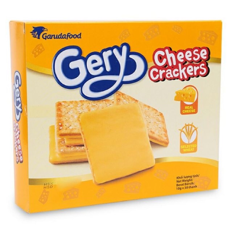 [ Mua nhiều hỗ trợ giảm giá] Bánh Cracker Phô Mai Đường Gery siêu béo ngậy Hộp 300g 30 cái và 200g 20cái