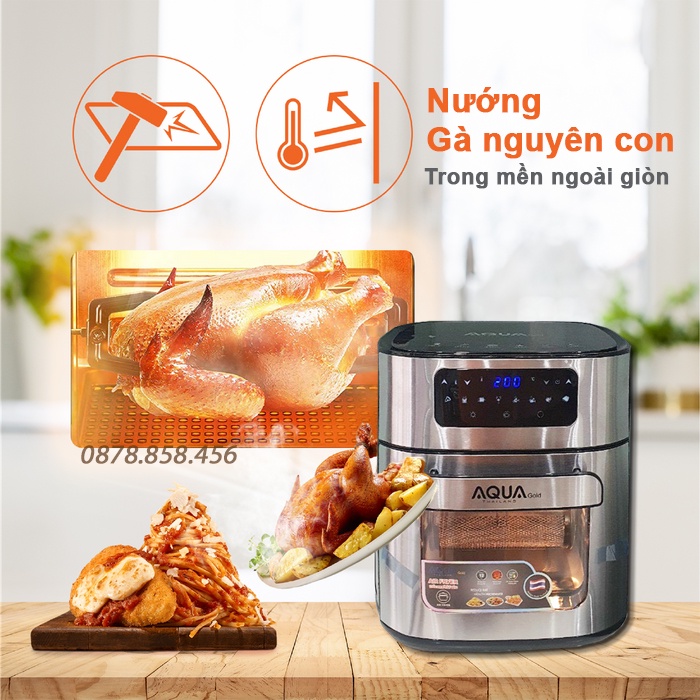 Nồi chiên không dầu Aqua Gold 12L - Nồi chiên Aqua 12 lít - Điều khiển cảm ứng - Bảo hành 12 tháng