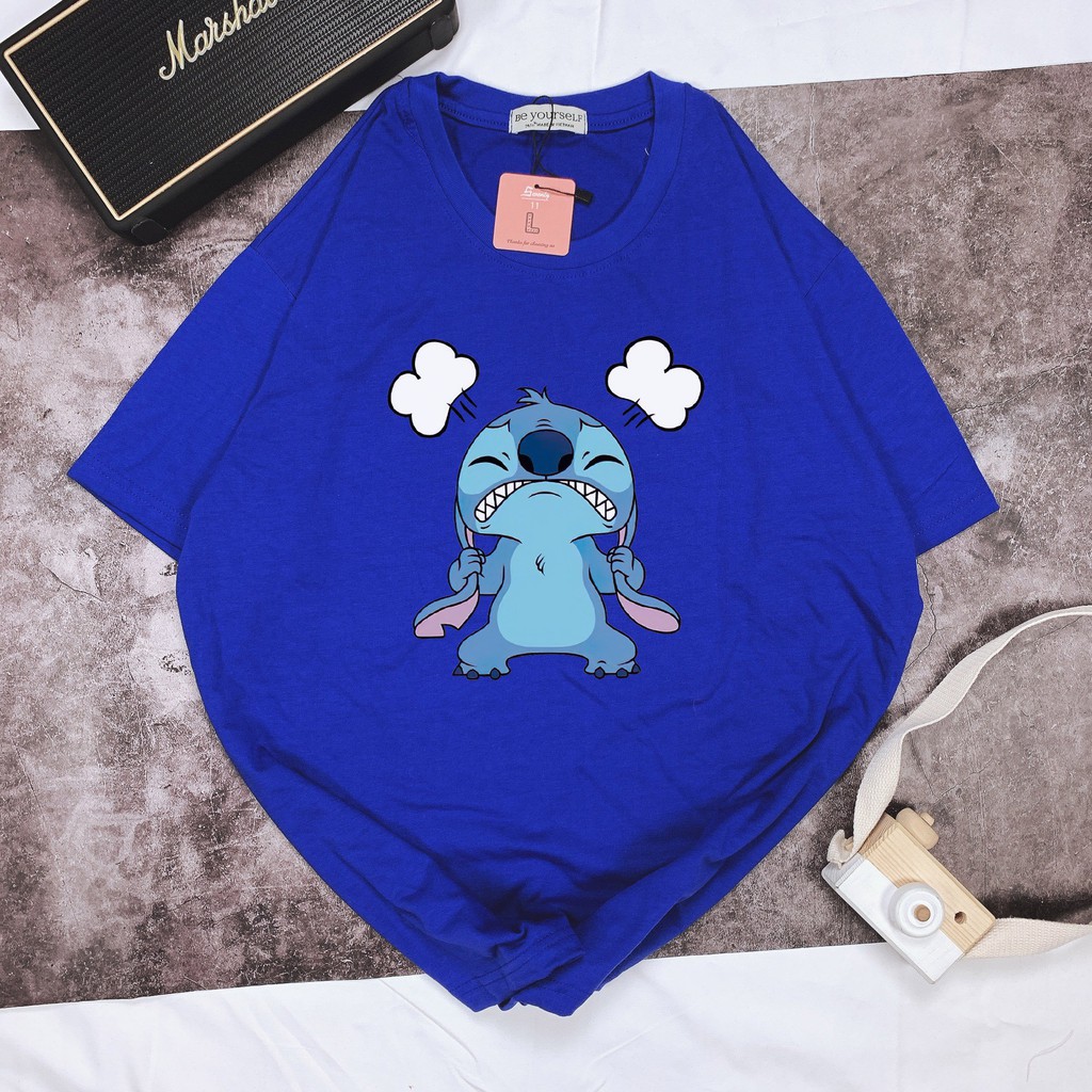 - ÁO THUN TAY NGẮN STITCH ANGRY UNISEX ĐỦ SIZE M L XL HÌNH THẬT TỰ CHỤP