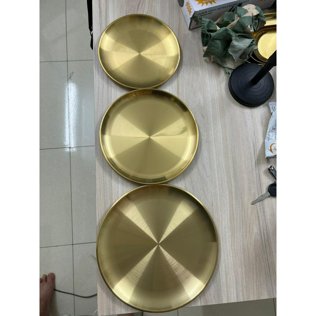 Đĩa Inox 304 Mạ Vàng Khay Tròn Đựng Dụng Cụ Y Tế Thẩm Mỹ Đủ Size Cho Chị Em.