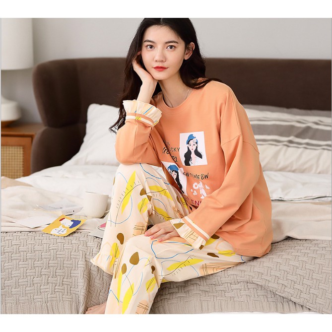 [Hàng loại 1] Bộ mặc nhà nữ cotton cao cấp dài tay (ảnh + Video thật) | BigBuy360 - bigbuy360.vn