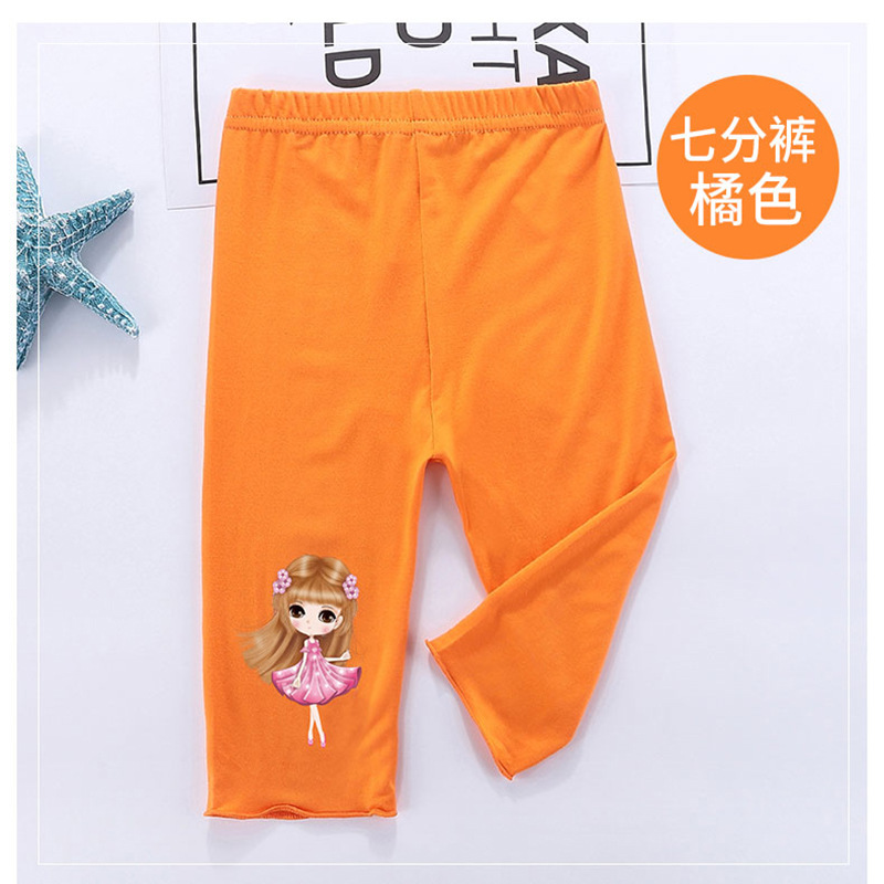 Cartoon Legging Pants Girls Solid Color Trousers Breathable Anti-mosquito Harem Pants
