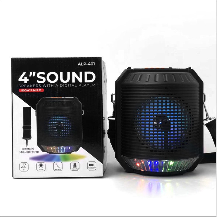 Hàng Mới Về   Loa Bluetooth ALP - 401 - Tặng Kèm Mic Karaoke Và Dây Đeo - Bảo Hành 12 Tháng