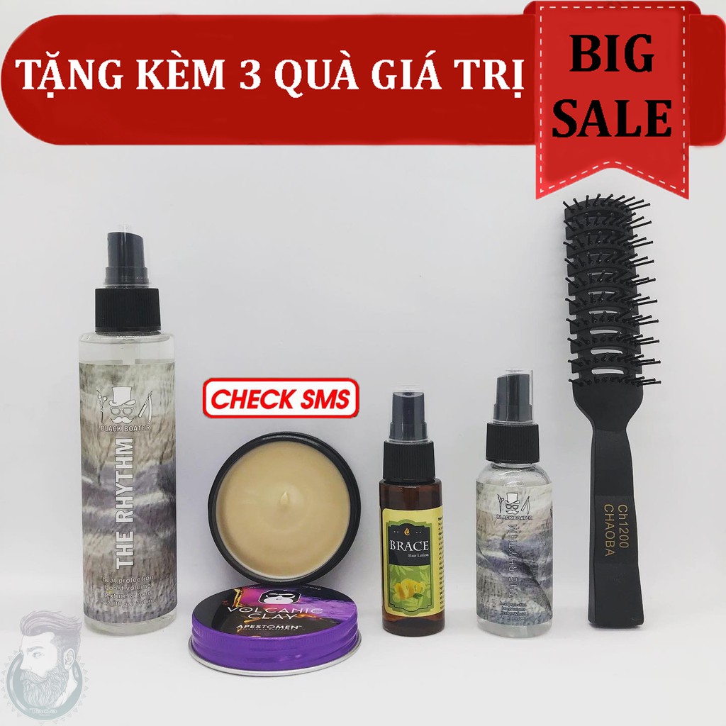 ✅[TẶNG 3 QUÀ]{Combo} Sáp Vuốt Tóc Volcanic Clay Và PreStyling The Rythm 150ml + Tặng Pre Styling, Hair Lotion &amp; Lược