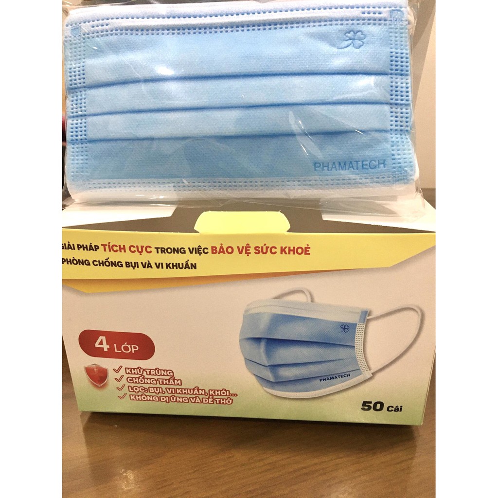 Khẩu Trang Y Tế 4 lớp kháng khuẩn Phamatech