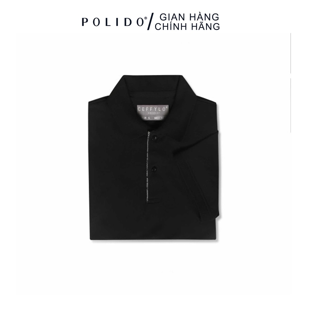 Áo Polo Nam Cộc Tay CEFFYLO Phối Kẻ Sườn Màu Đen Chất Cotton Lịch Lãm Sang Trọng