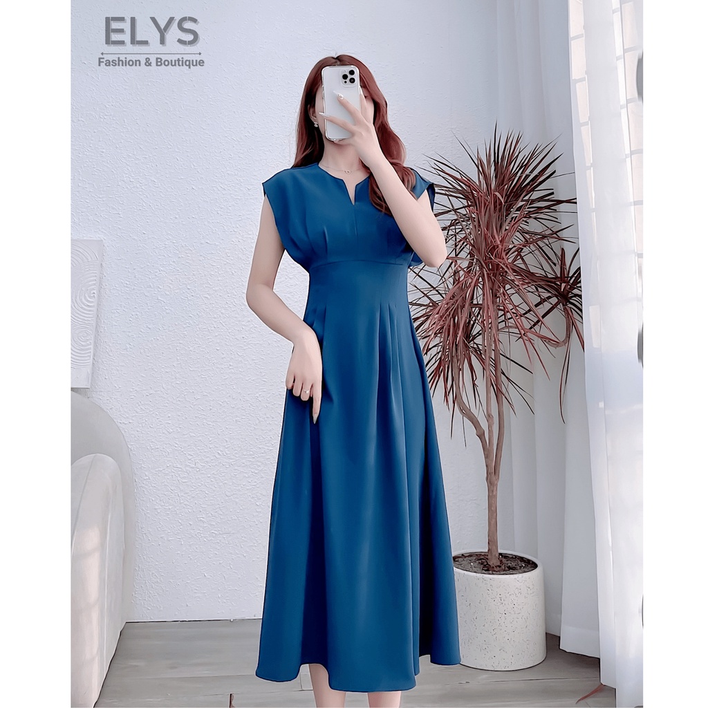 Váy Đầm Tiểu Thư Tay Hến ELYS Chất Trượt Hàn Châu Cao Cấp Thiết Kế Xếp Ly Eo Dáng Dài Xòe Nhẹ LY017