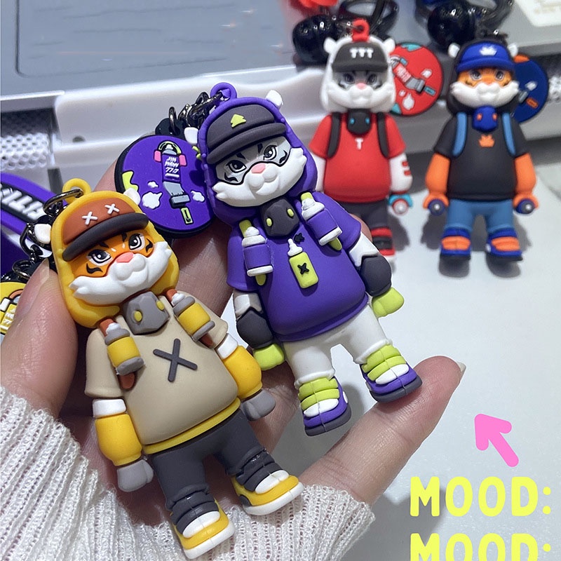 Móc khóa hổ graffity nhiều màu sắc độc đáo chất liệu PVC làm quà tặng bạn bè người thân trang trí balo túi xách-Ráp