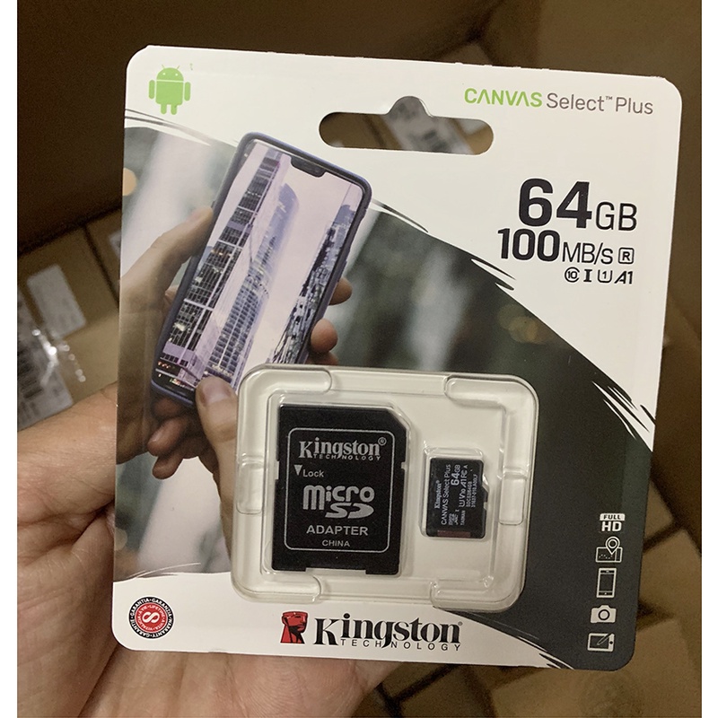 Thẻ Nhớ 64Gb Kingston, Kingston 32Gb, Kingston 128b, Kínht 256Gb Class 10 tốc độ 100Mb/s Thẻ Nhớ Camera- Hàng Chính Hãng