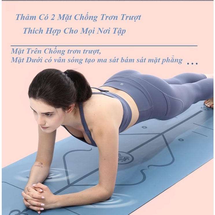 Thảm Tập Yoga Định Tuyến Da PU 5mm Thảm Yoga Tập Gym Cao Cấp + Túi Đựng Thảm và Dây Buộc