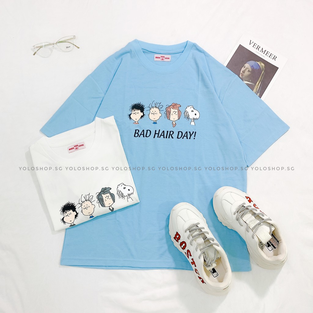 Áo thun tay lỡ 🥕 BAD HAIR DAY 🥕 phông Unisex nam nữ tee oversize form rộng pull Ulzzang Streetwear Hàn Quốc vải mềm