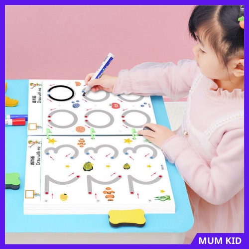 Đồ chơi giáo dục sớm Montessori thông minh cho bé. Sách tập viết, tập tô, nối điểm, nối số, luyện cầm bút, tái sử dụng