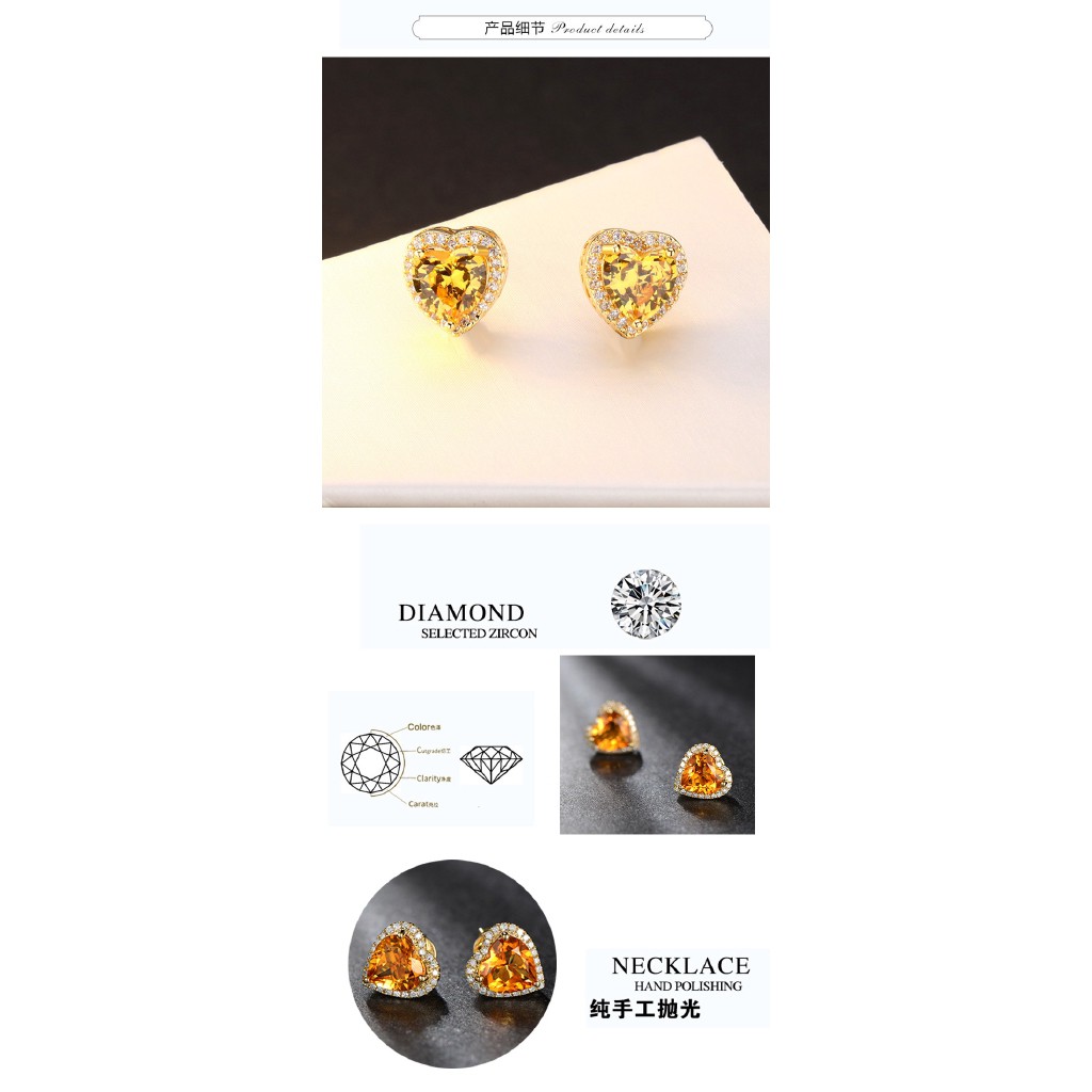 Khuyên tai hình trái tim đính đá xinh xắn thời trang cho nữ