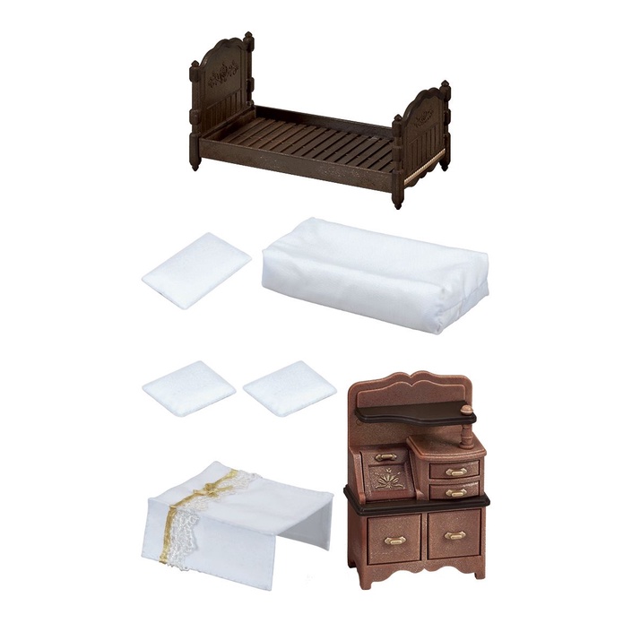 Đồ Chơi Sylvanian Families Bộ Giường và Tủ Đầu Giường Cổ Điển Classic Bed n Chest Set