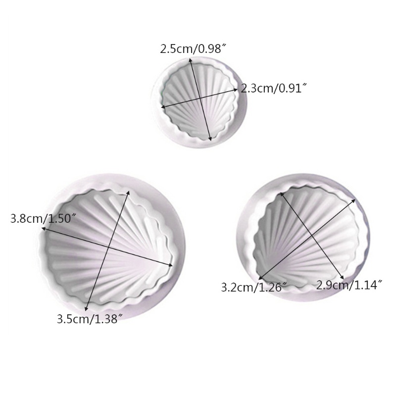 Set 3 Khuôn Silicone Tạo Hình Vỏ Sò 3d Trang Trí Bánh