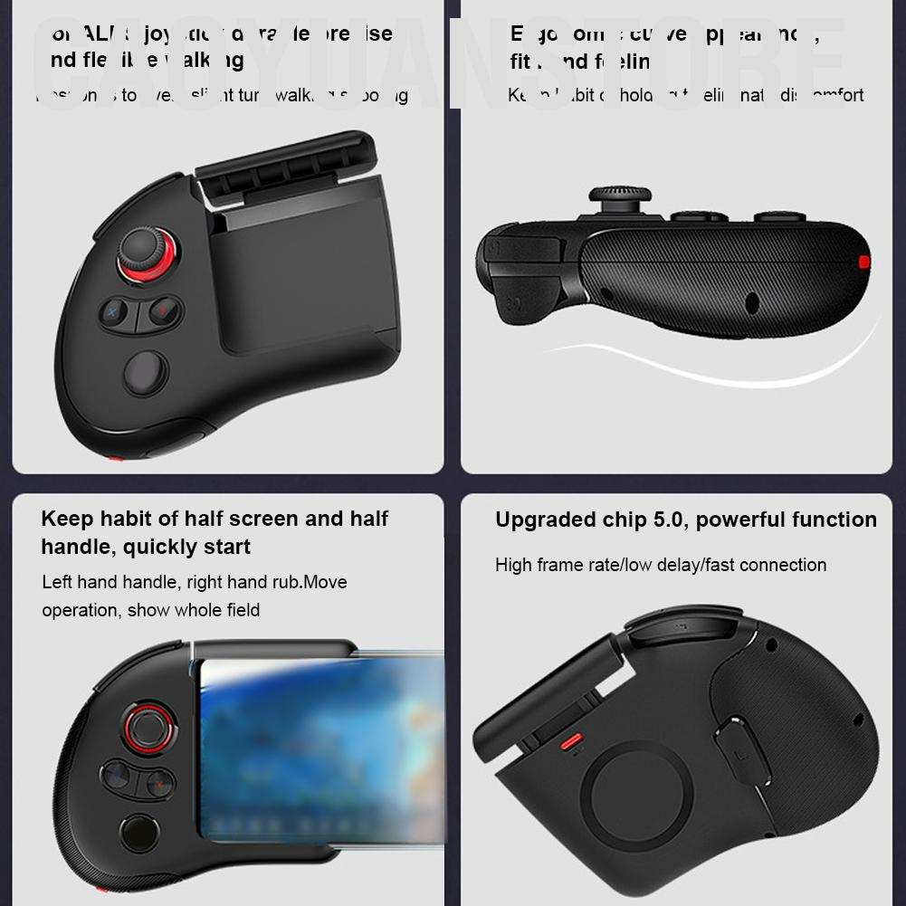 Caoyuanstore Bluetooth5.0 Gamepad Joystick Smart Phone Gaming Handle Controller USB Wireless