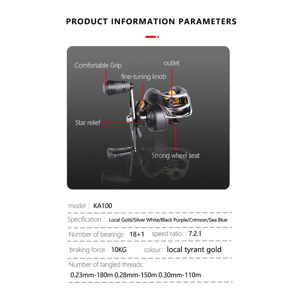 Máy Câu Ngang Máy Câu Lure Loại Máy Câu Cá Tay Trái Và Tay Phải，Tỷ lệ bánh răng 7.2: 1, 8+1BB