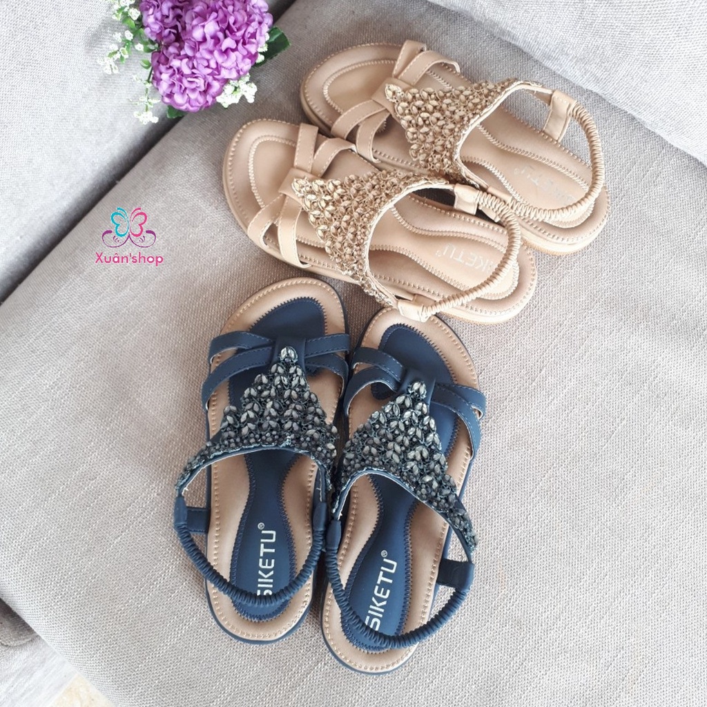 Giày sandal quai chéo Siketu, đế bằng cao 2cm (sẵn size 35, 36, 37)