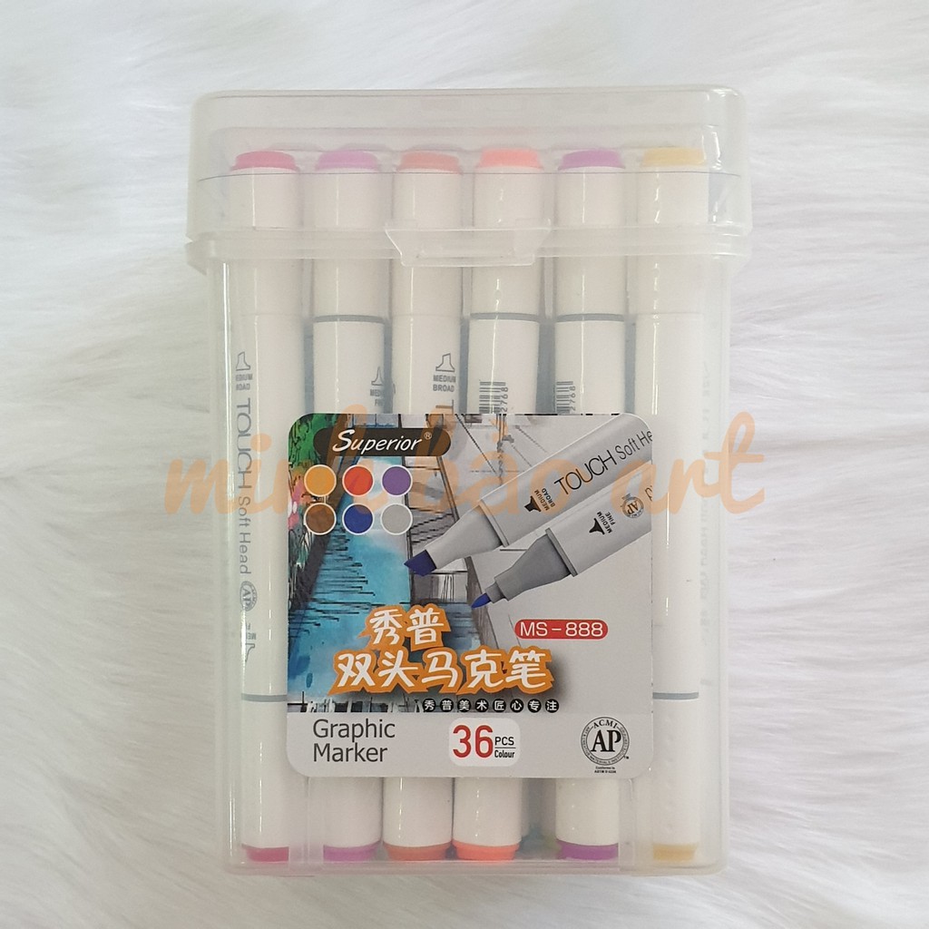 [RẺ NHẤT] BỘ BÚT MARKER TOUCH SOFT HEAD SUPERIOR 24/36/48/60/80 HỘP NHỰA