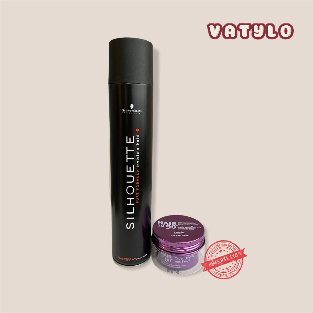 Gôm xịt tóc tạo kiểu nam silhouette 420ML + SÁP VUỐT TÓC NAM Hair to 90 KANFA cb07