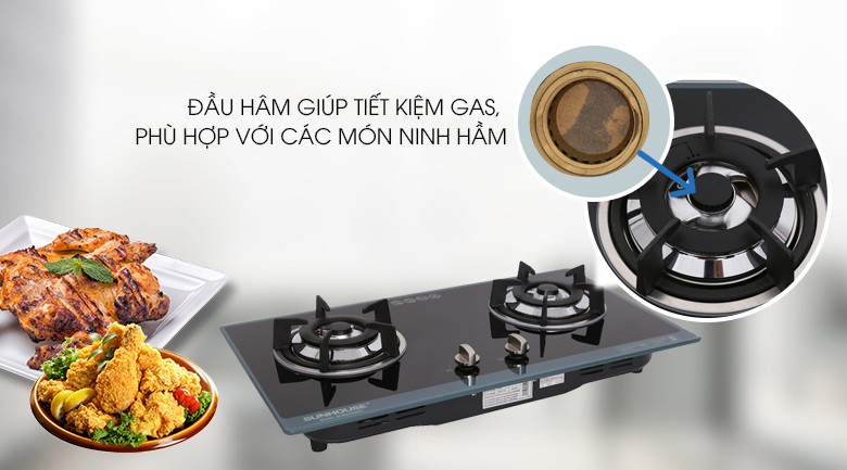 Bếp gas âm Sunhouse SHB5548MT+Chính hãng -tặng dây gas- Đánh lửa IC, kính cường lực