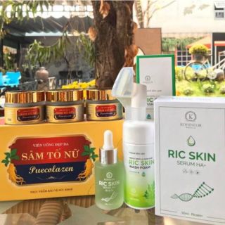 Combo hoàn hảo sâm tố nữ+se rum Ha+sữa rửa mặt ric skin - Hàng chuẩn