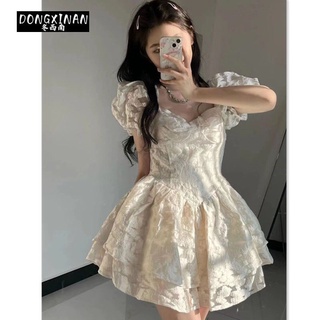 Đầm ullzang hoa nhí trễ vai tay phồng xoè bồng xinh xắn/ Váy tiểu thư bánh bèo dự tiệc Hàn Quốc