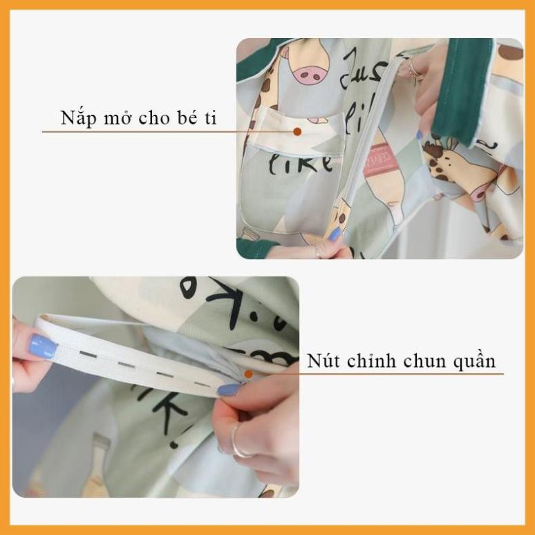 Đồ bộ bầu/pijama bầu và sau sinh cho mẹ cho con bú chất cotton dày dặn