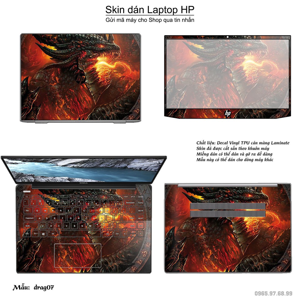 Skin dán Laptop HP in hình rồng (inbox mã máy cho Shop)