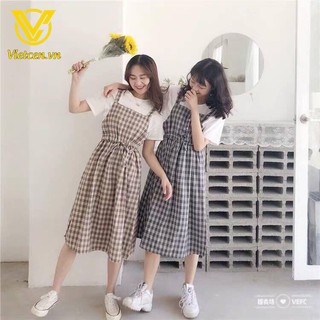 Set váy yếm kẻ caro < Siêu Hot 2019 >
